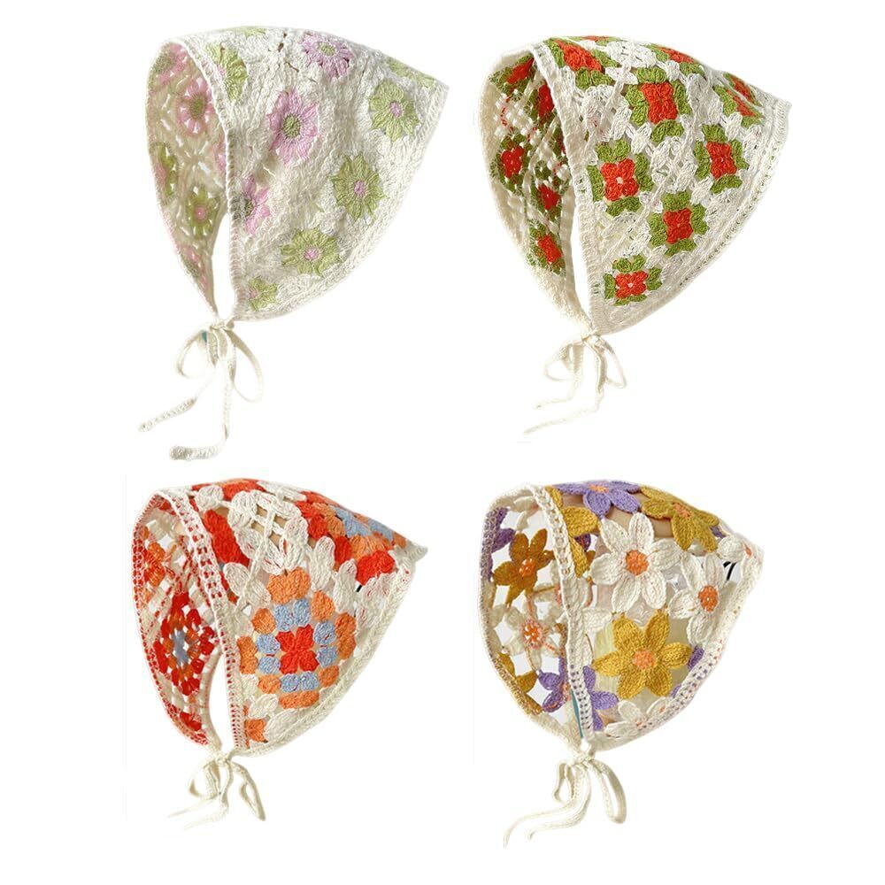 7959 2/3/4 PCS Crochet Hair Bandana Head Kerchief Cute Strawberry Mushroom